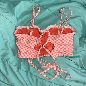 Orange & white Gingham Bralette